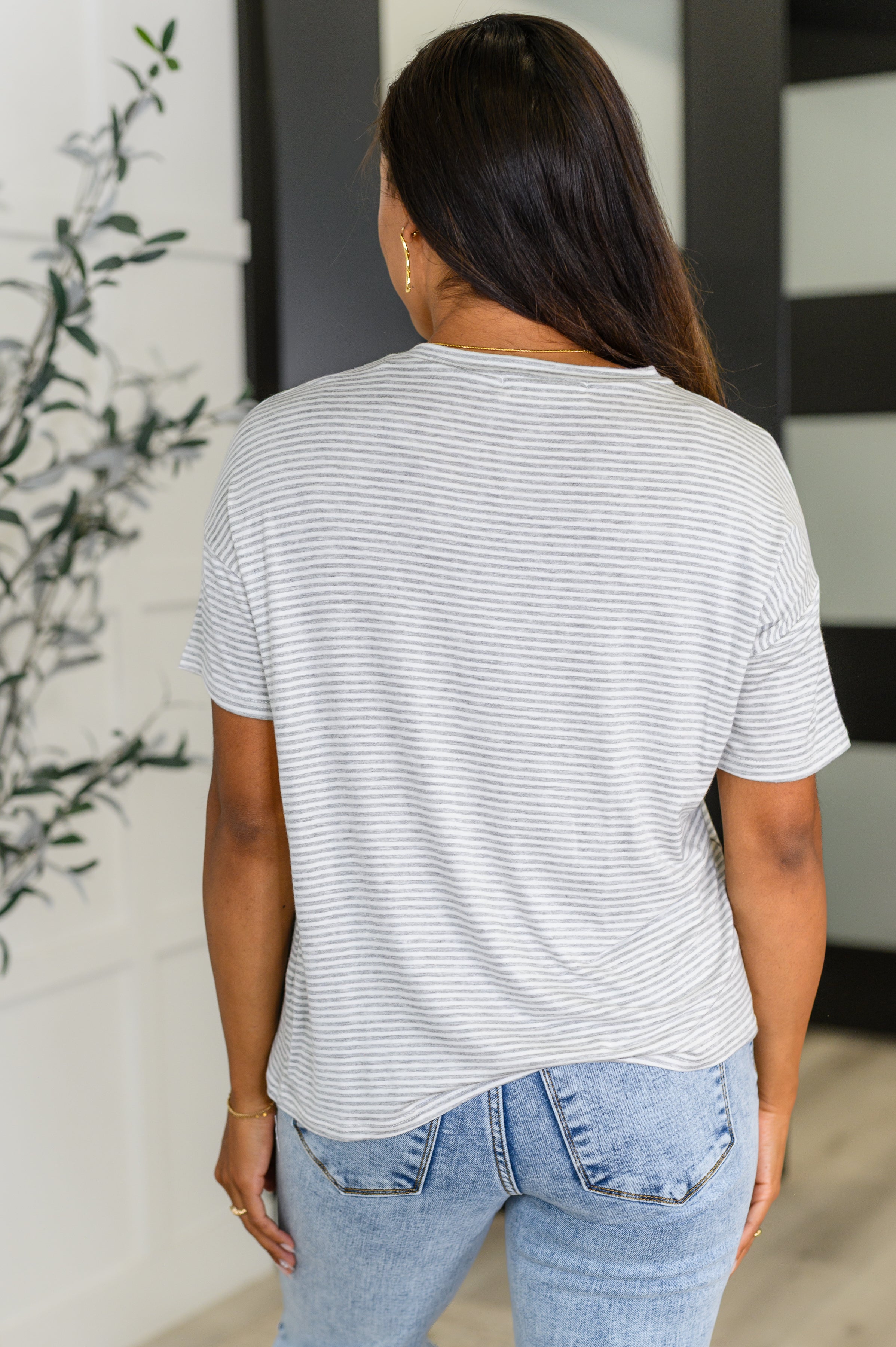 Haptics Mood Swingin' Casual Drop Shoulder Tee in Grey Womens