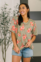 Heimish More Than Butterflies Floral V-Neck Top Womens