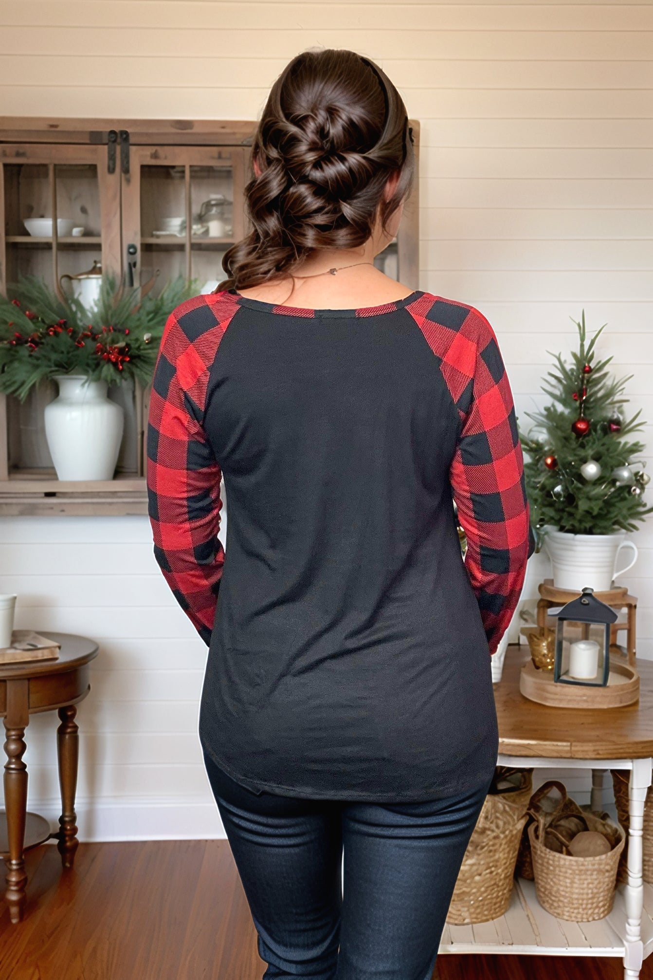 Heimish Most Wonderful Time Buffalo Plaid Long Sleeve Top BoutiqueSimplified