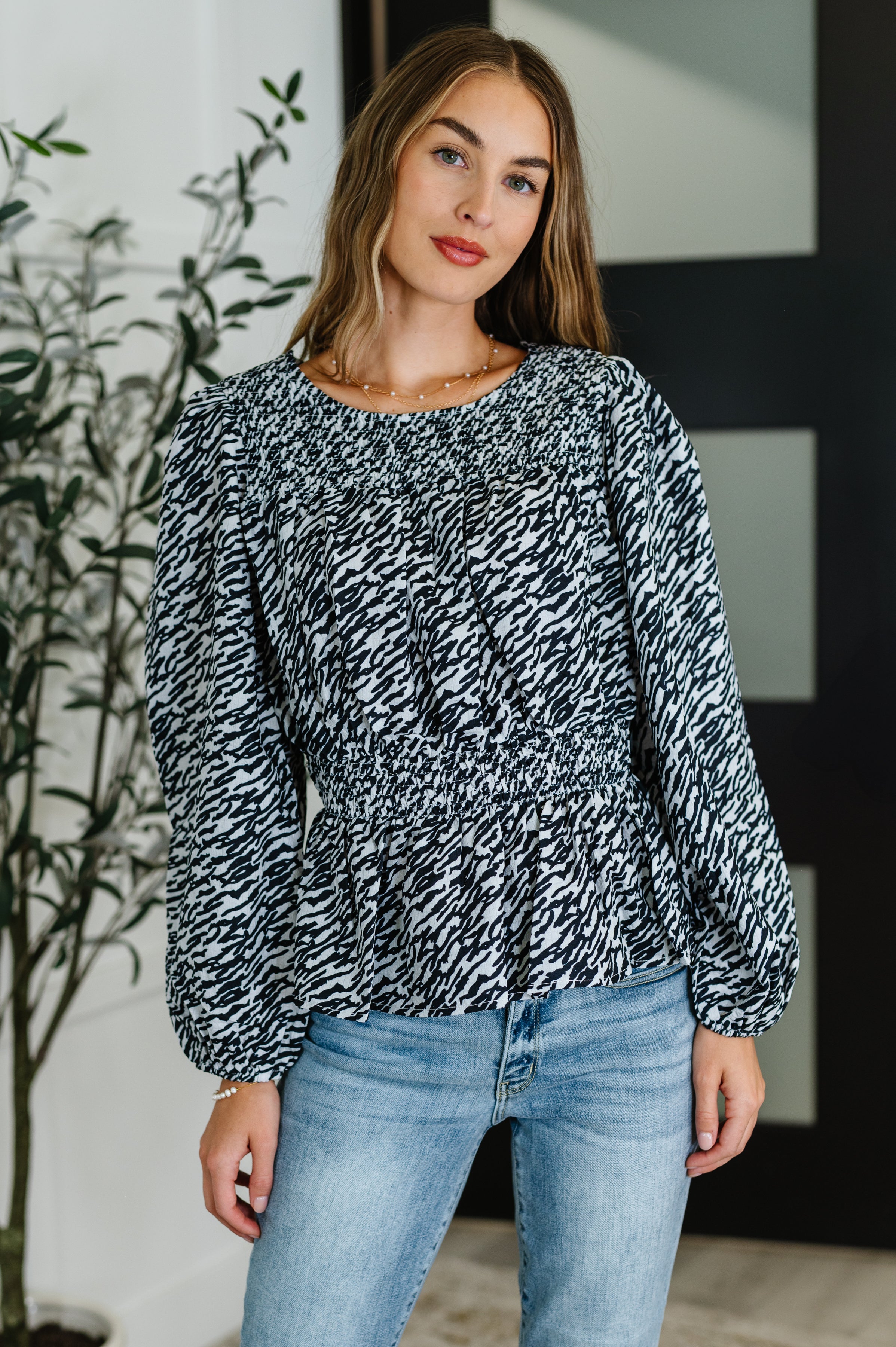 Oddi Muse Moves High Neck Peplum Blouse in Black Womens