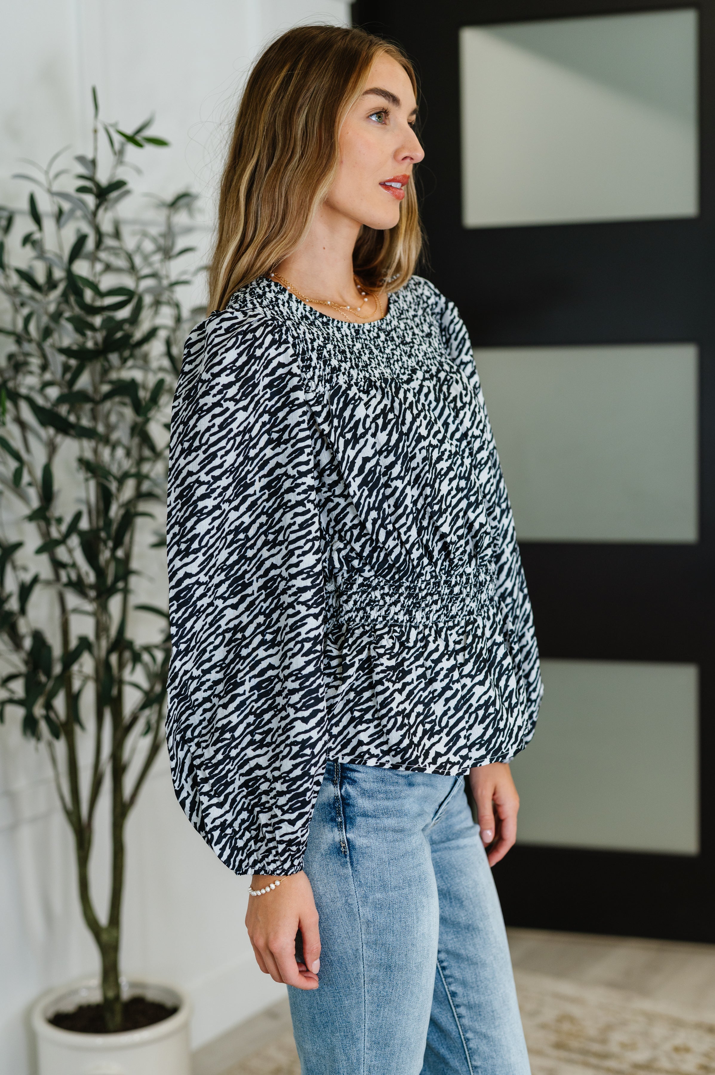 Oddi Muse Moves High Neck Peplum Blouse in Black Womens
