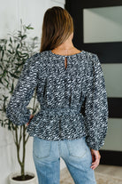 Oddi Muse Moves High Neck Peplum Blouse in Black Womens