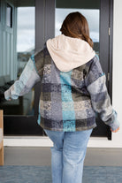 BiBi My Best Effort Teal & Gray Plaid Hooded Shacket Layers