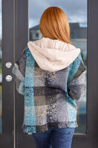 BiBi My Best Effort Teal & Gray Plaid Hooded Shacket Layers