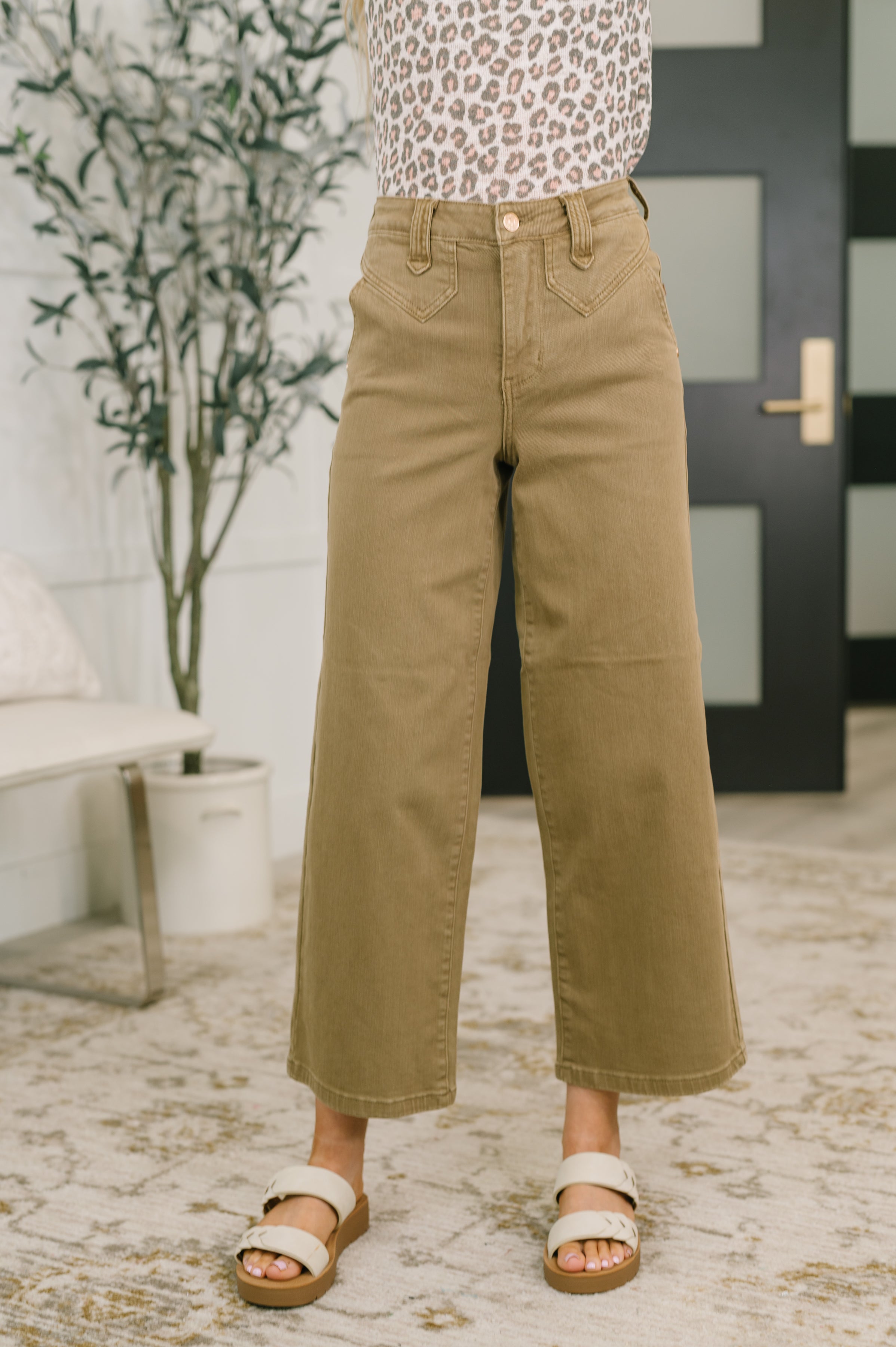 Judy Blue Nancy High Waist Wide Leg Ankle Jean with Vintage Front