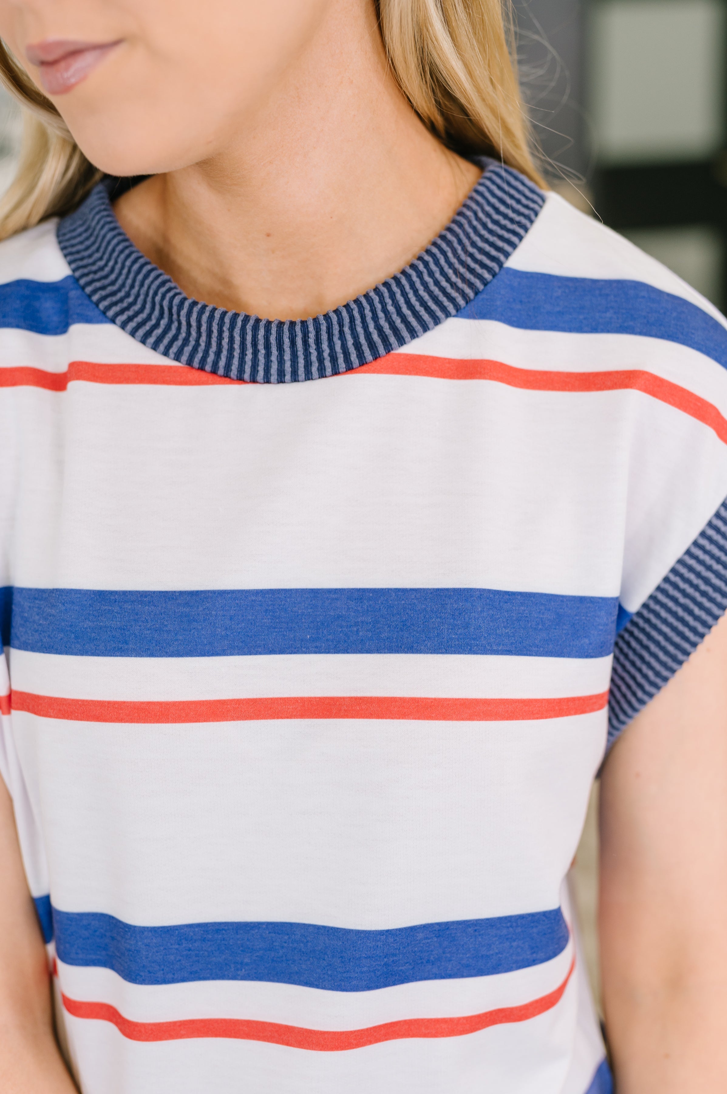 Haptics National Beauty Sleeveless Striped Knit Top Womens