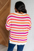 BiBi Never Gonna Give You Up Stripe Multi Color Drop Shoulder Sweater Ave Shops