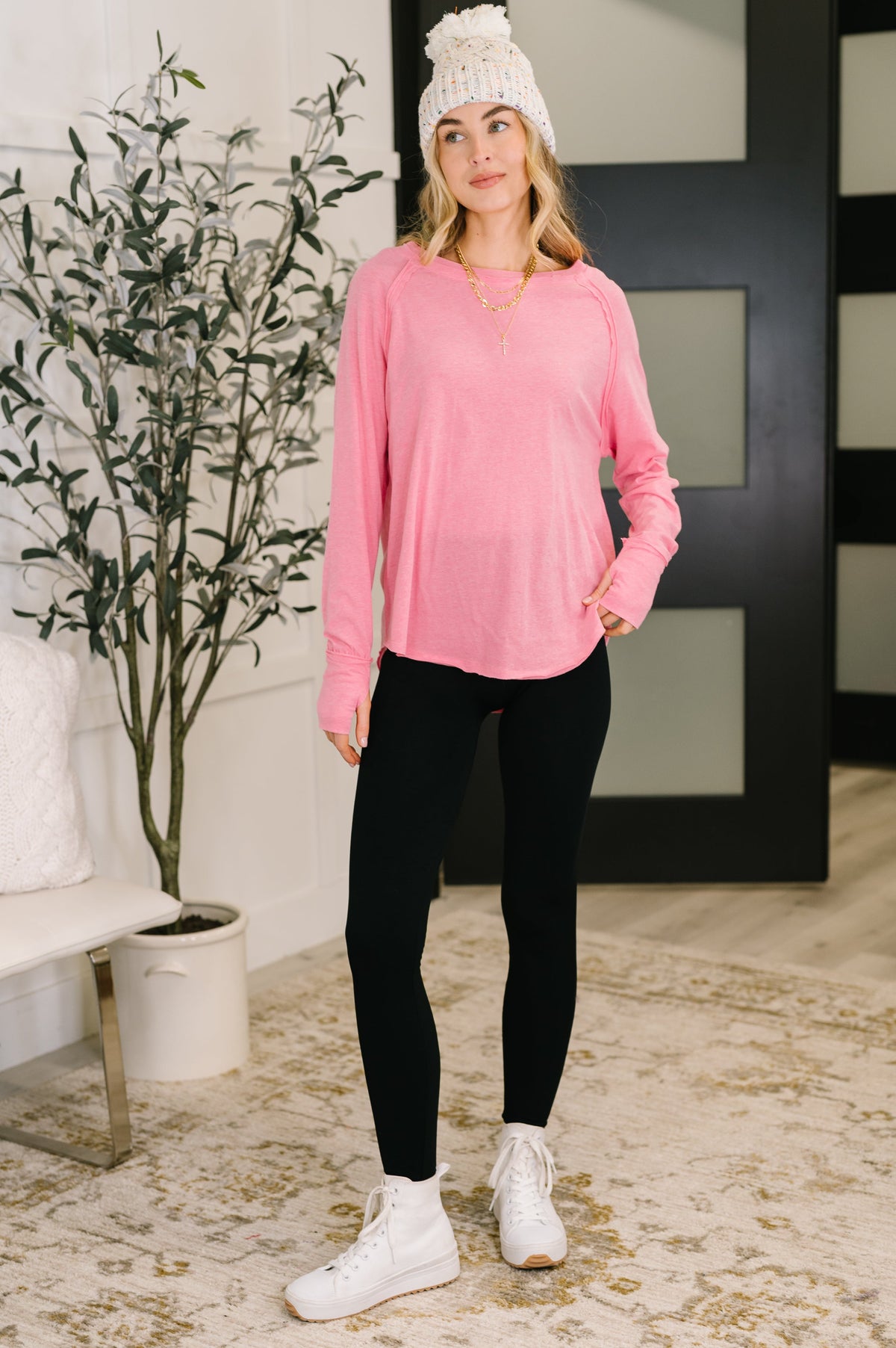 Zenana Nice to Each Other Raglan Sleeve Top in Fuchsia Womens