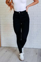 Judy Blue Nicole Tummy Control Skinny Jeans in Black Ave Shops