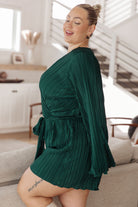 GeeGee Night In Plisse Romper in Dark Green Jumpsuits & Rompers