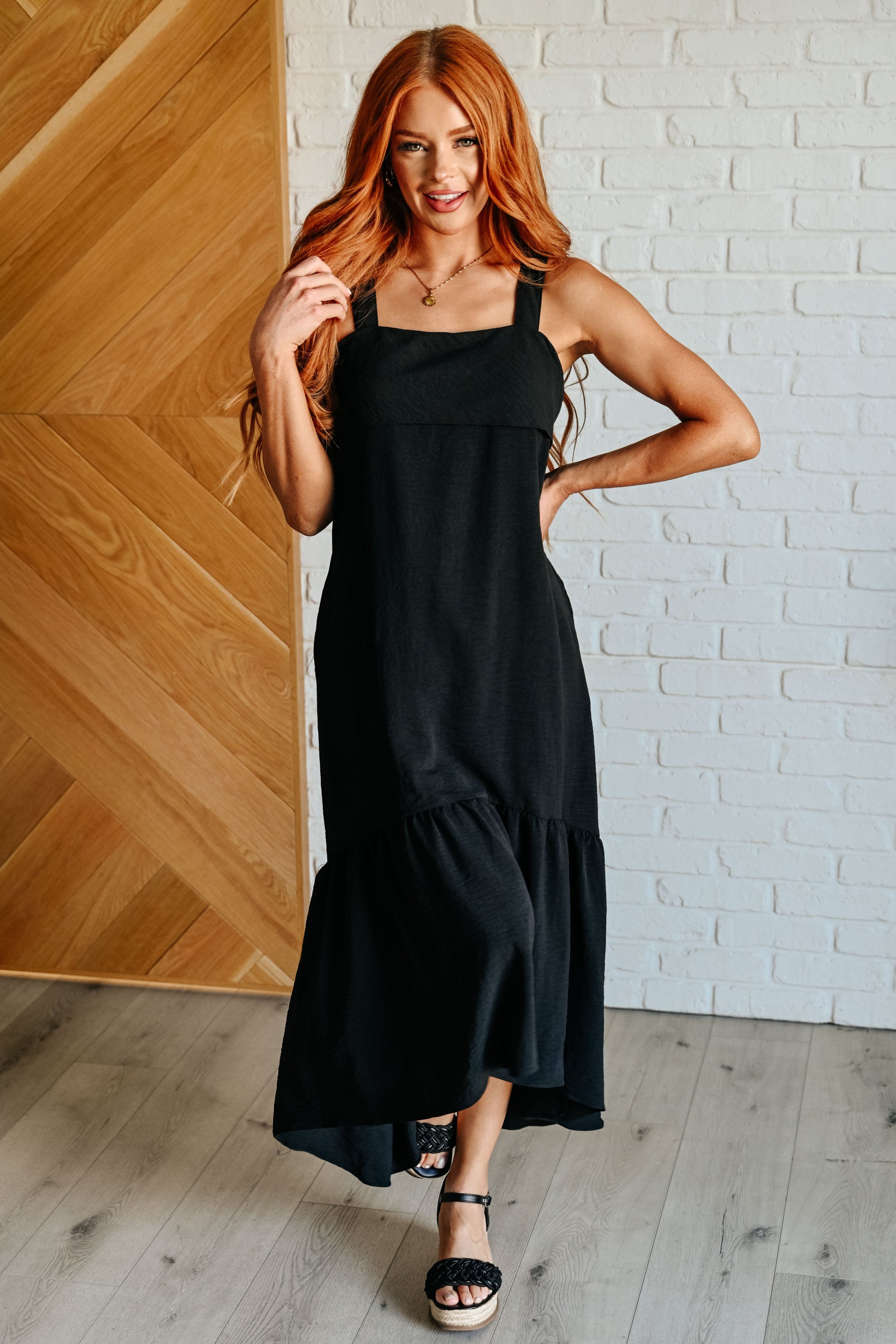Jodifl Nightlife Tie Back Crinkle Woven Black Maxi Dress  Ruby Idol Apparel