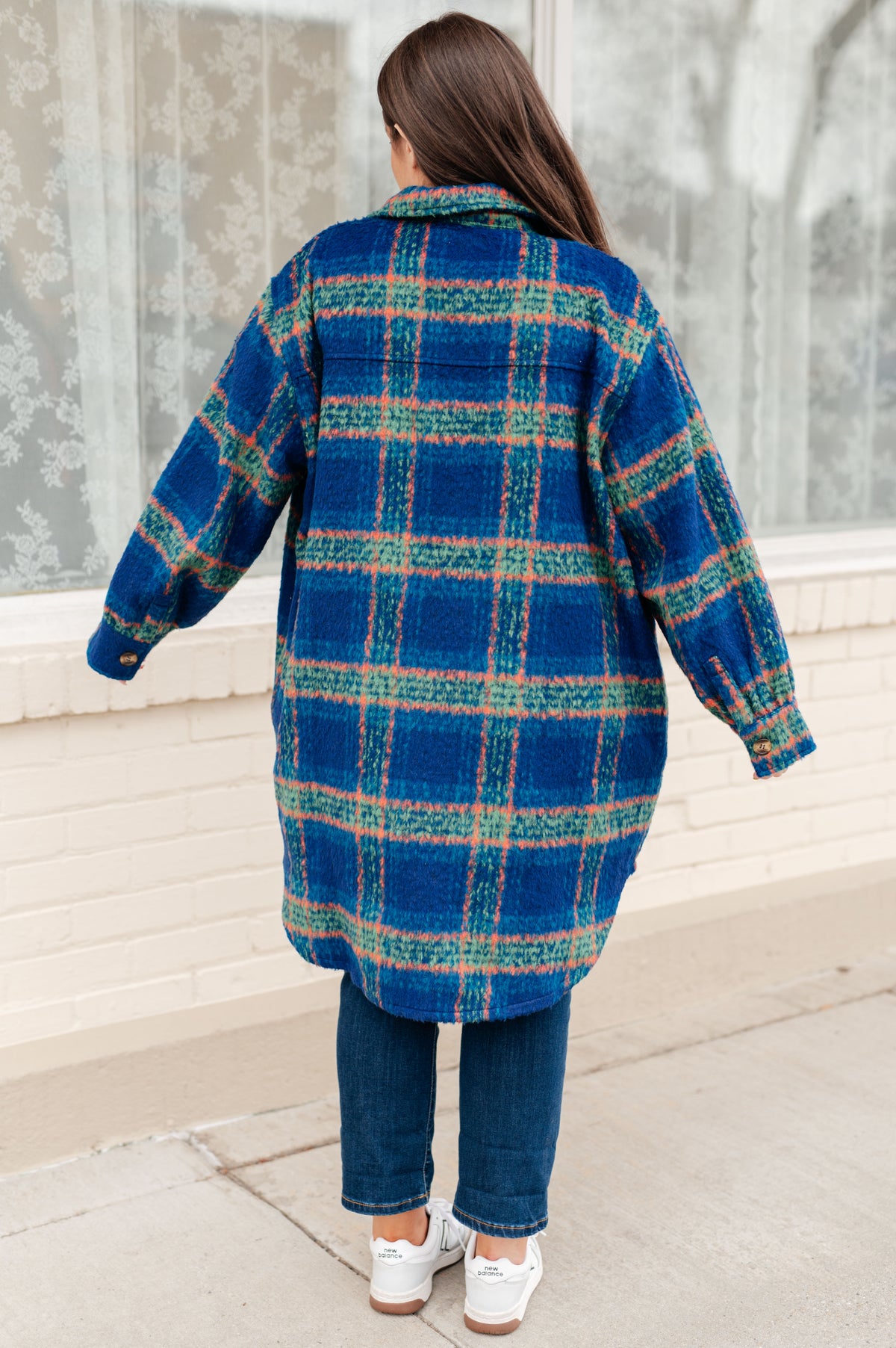 GeeGee No Tears Blue & Green Plaid Coat Layers
