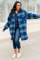 GeeGee No Tears Blue & Green Plaid Coat Layers