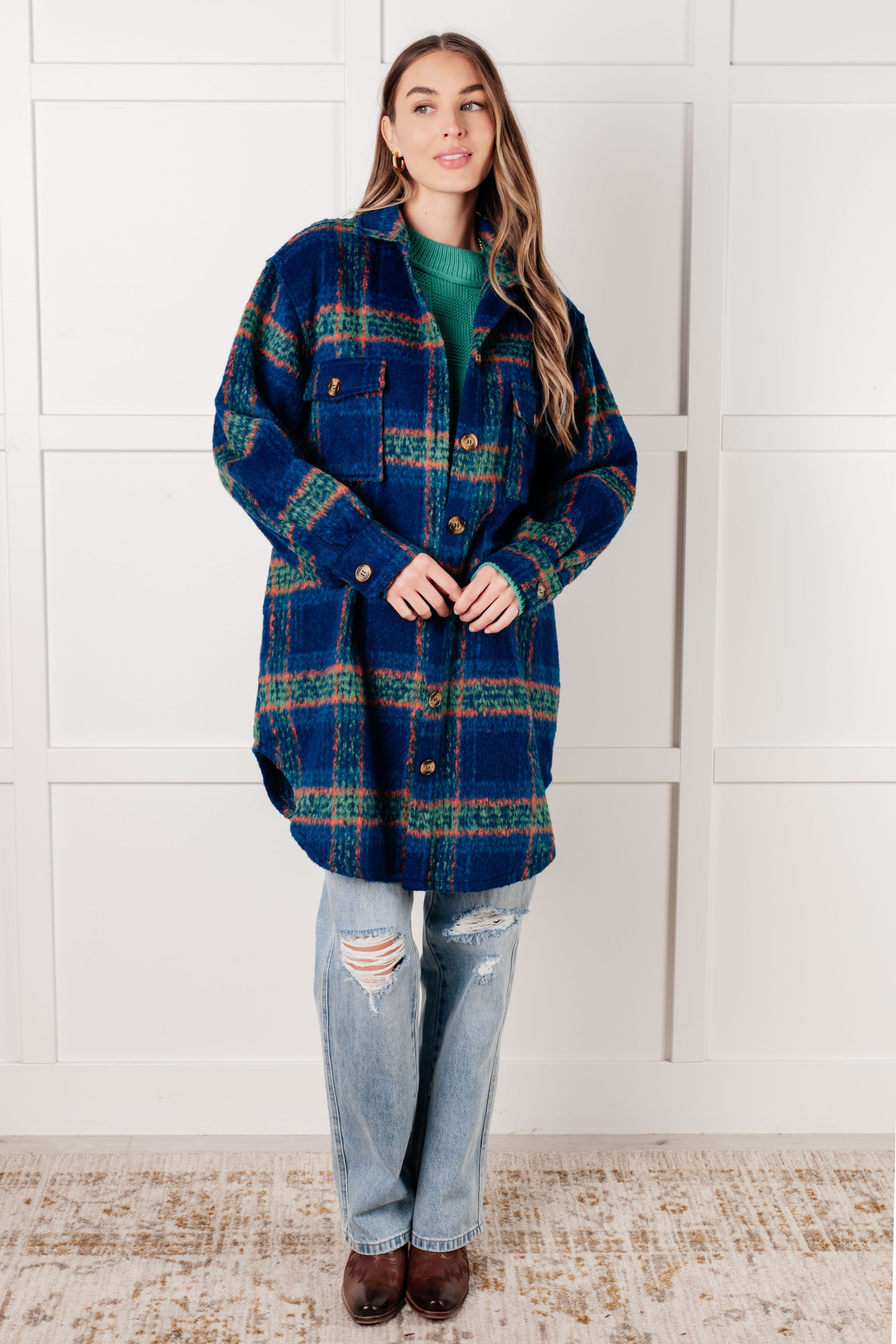 GeeGee No Tears Blue Plaid Coat Coats & Jackets