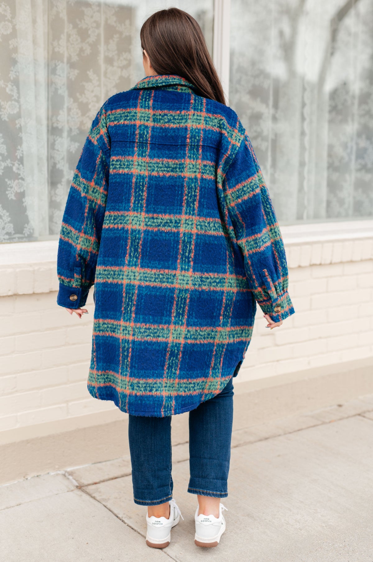GeeGee No Tears Blue & Green Plaid Coat Layers