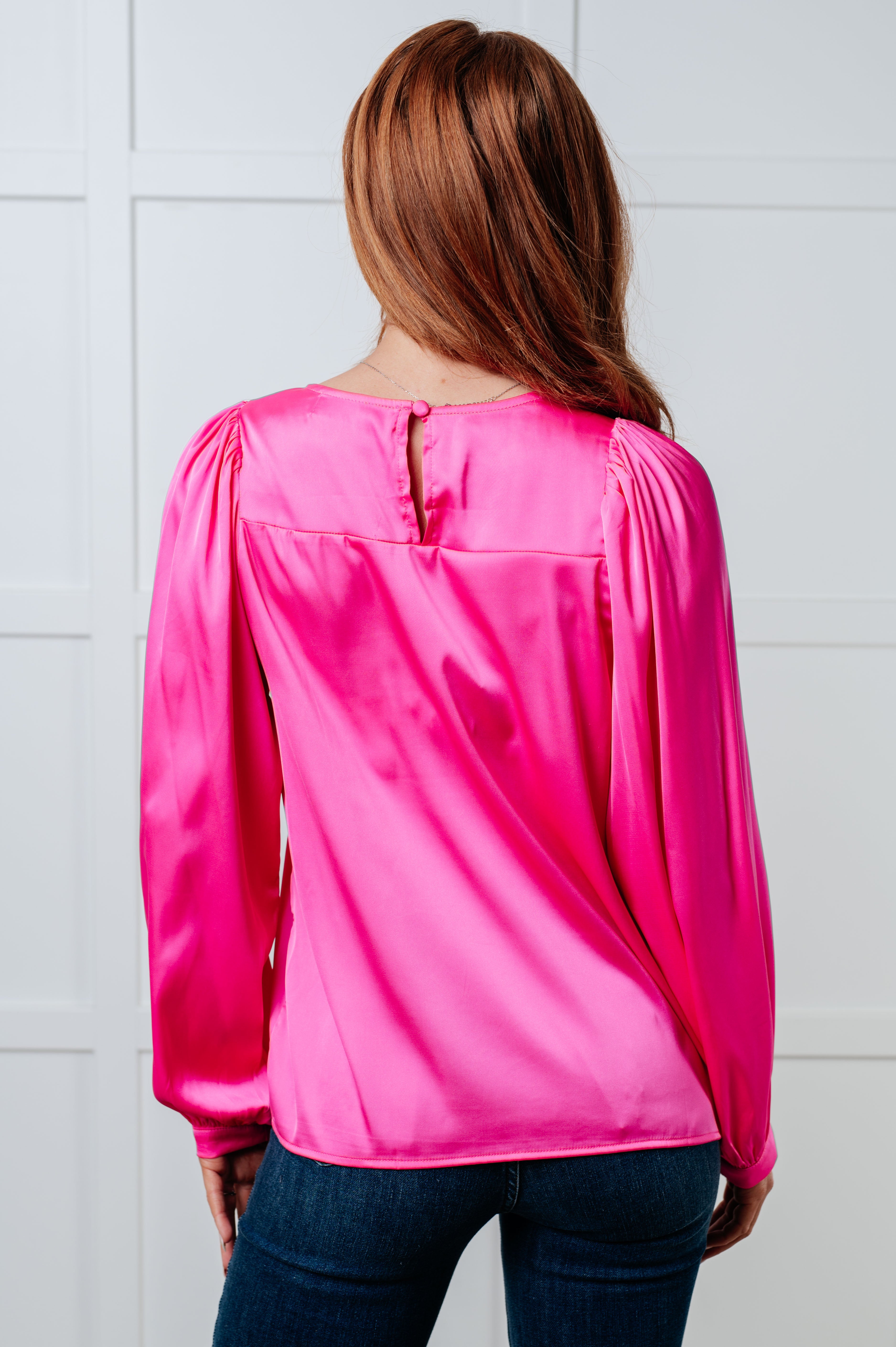 One Eleven North Not Exaggerating Satin Puff Sleeve Blouse Blouses