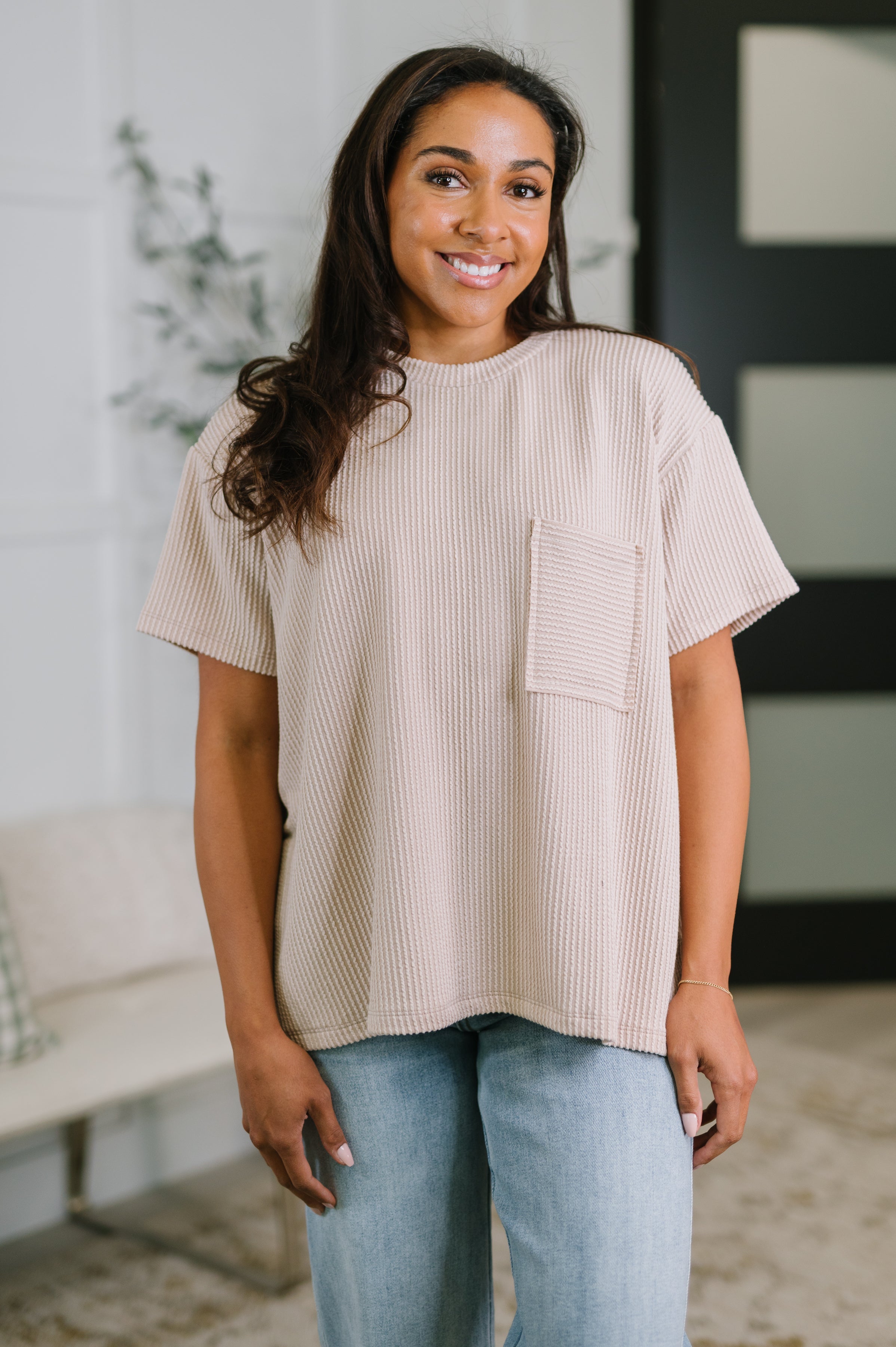 Not That complicated Textured Boxy Tee in Ash Mocha Womens