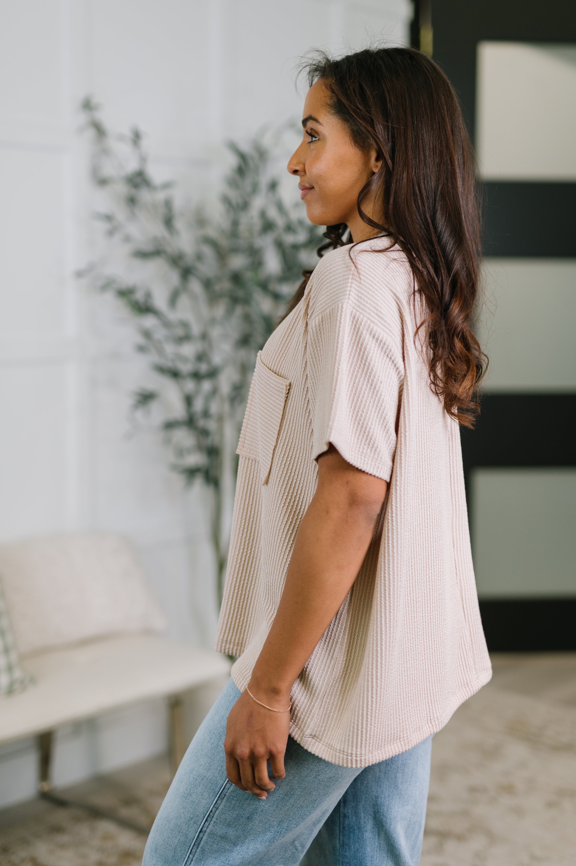 Not That complicated Textured Boxy Tee in Ash Mocha Womens