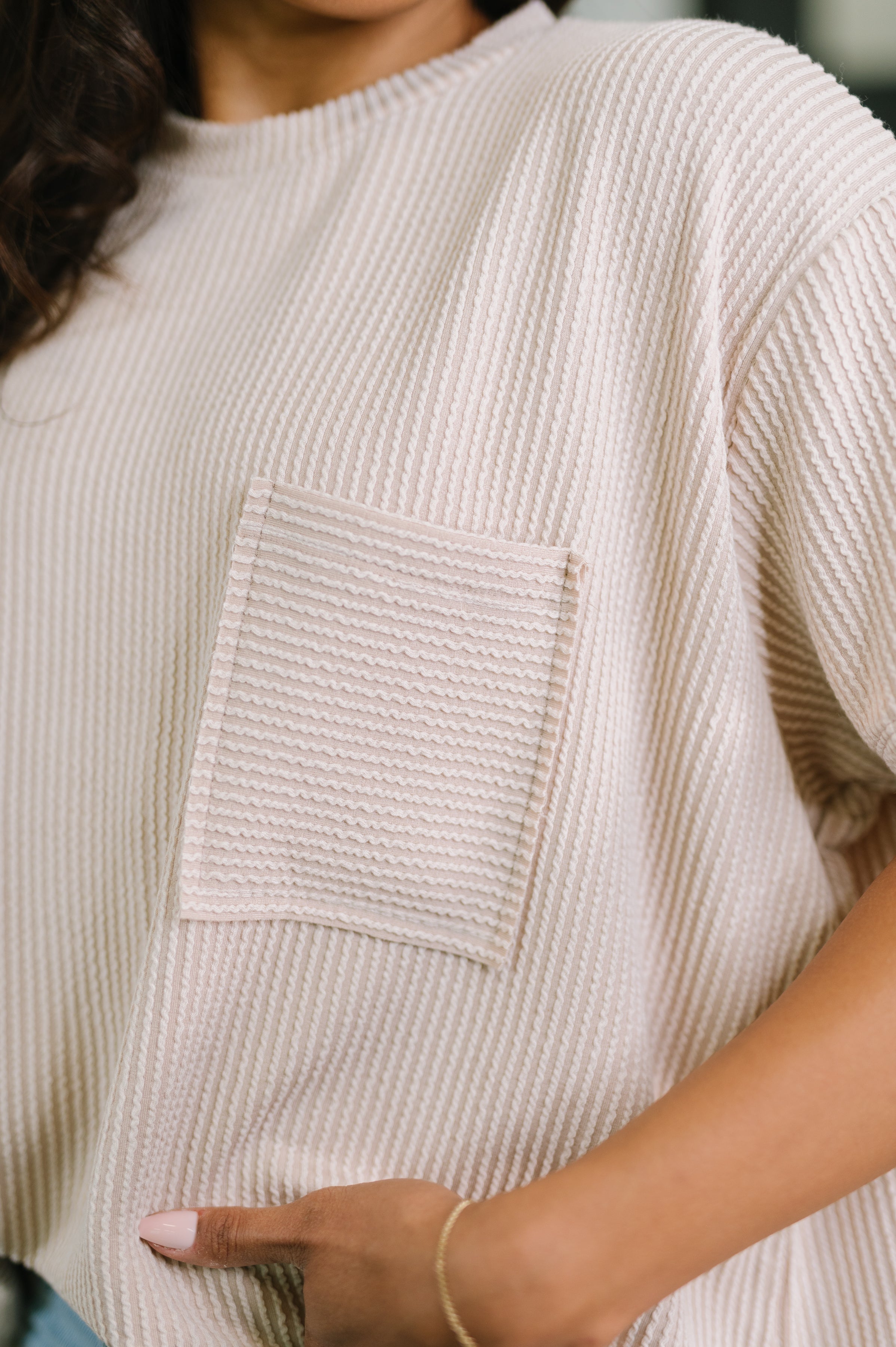 Not That complicated Textured Boxy Tee in Ash Mocha Womens