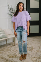Zenana Not That complicated Textured Boxy Tee in Lavender Womens