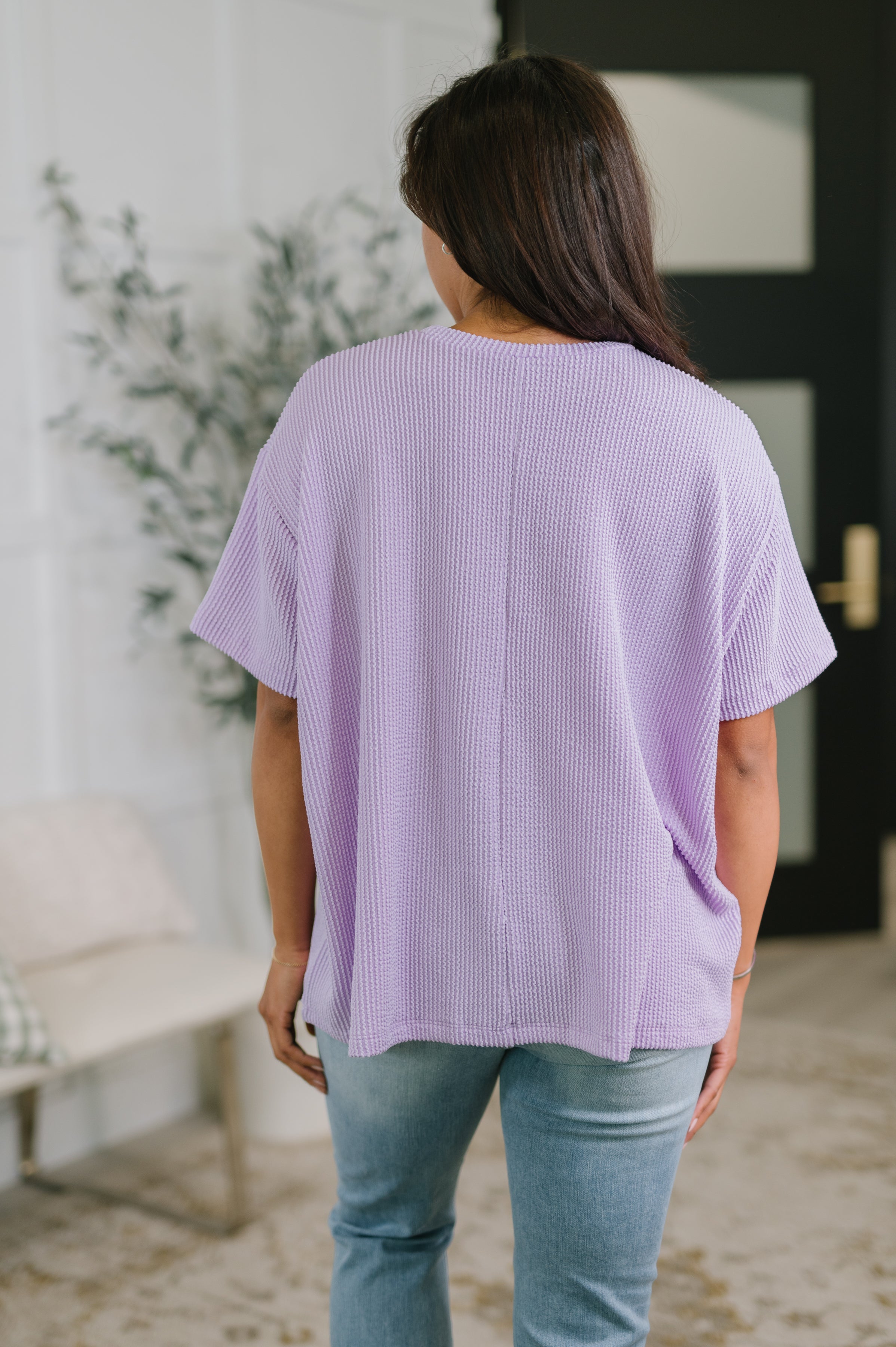 Zenana Not That complicated Textured Boxy Tee in Lavender Womens