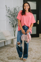 Zenana Not That complicated Textured Boxy Tee in Salmon Womens