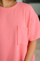 Zenana Not That complicated Textured Boxy Tee in Salmon Womens