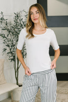 Yelete Nothing to Prove U-Neck Half Sleeve Top in White Womens