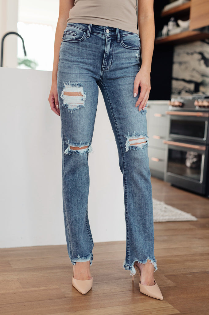 Judy Blue O'Hara Destroyed Straight Jeans Ave Shops