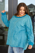 White Birch Ocean's Apart Mineral Wash Pullover Tops
