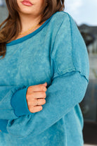 White Birch Ocean's Apart Mineral Wash Pullover Tops