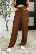 Blu Pepper Off Duty Straight Leg Cargo Pants in Brown Large Womens