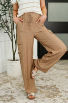 Blu Pepper Off Duty Straight Leg Cargo Pants in Tan Womens