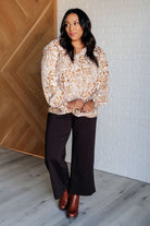 Jodifl Office Safari Keyhole Tie Detail Animal Print Blouse Blouses