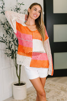 Very J Off the Grid Net Color Block Layering Top Large Womens
