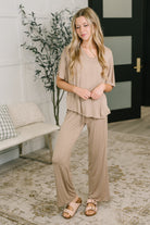 Ol' Reliable Top and Bottom Lounge Set in Cocoa Womens