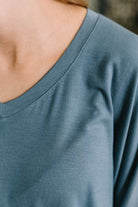 Ol' Reliable Top and Bottom Lounge Set in Dusty Blue Womens