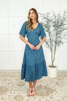 Honey Mark Olive Dress in Blue Vineyard Womens