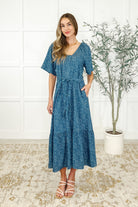 Honey Mark Olive Dress in Blue Vineyard Womens