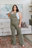 Judy Blue Olivia Control Top Release Hem Overalls in Olive Denim