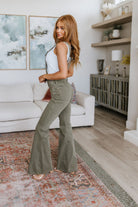 Judy Blue Olivia Control Top Release Hem Overalls in Olive Denim