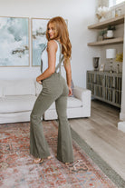 Judy Blue Olivia Control Top Release Hem Overalls in Olive Denim