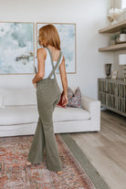 Judy Blue Olivia Control Top Release Hem Overalls in Olive Denim