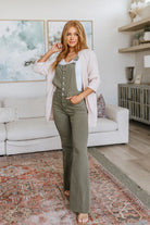 Judy Blue Olivia Control Top Release Hem Overalls in Olive Denim