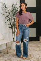 One Eleven North On Repeat Cable Ribbed Knit Tee Womens