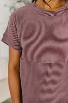 One Eleven North On Repeat Cable Ribbed Knit Tee Womens