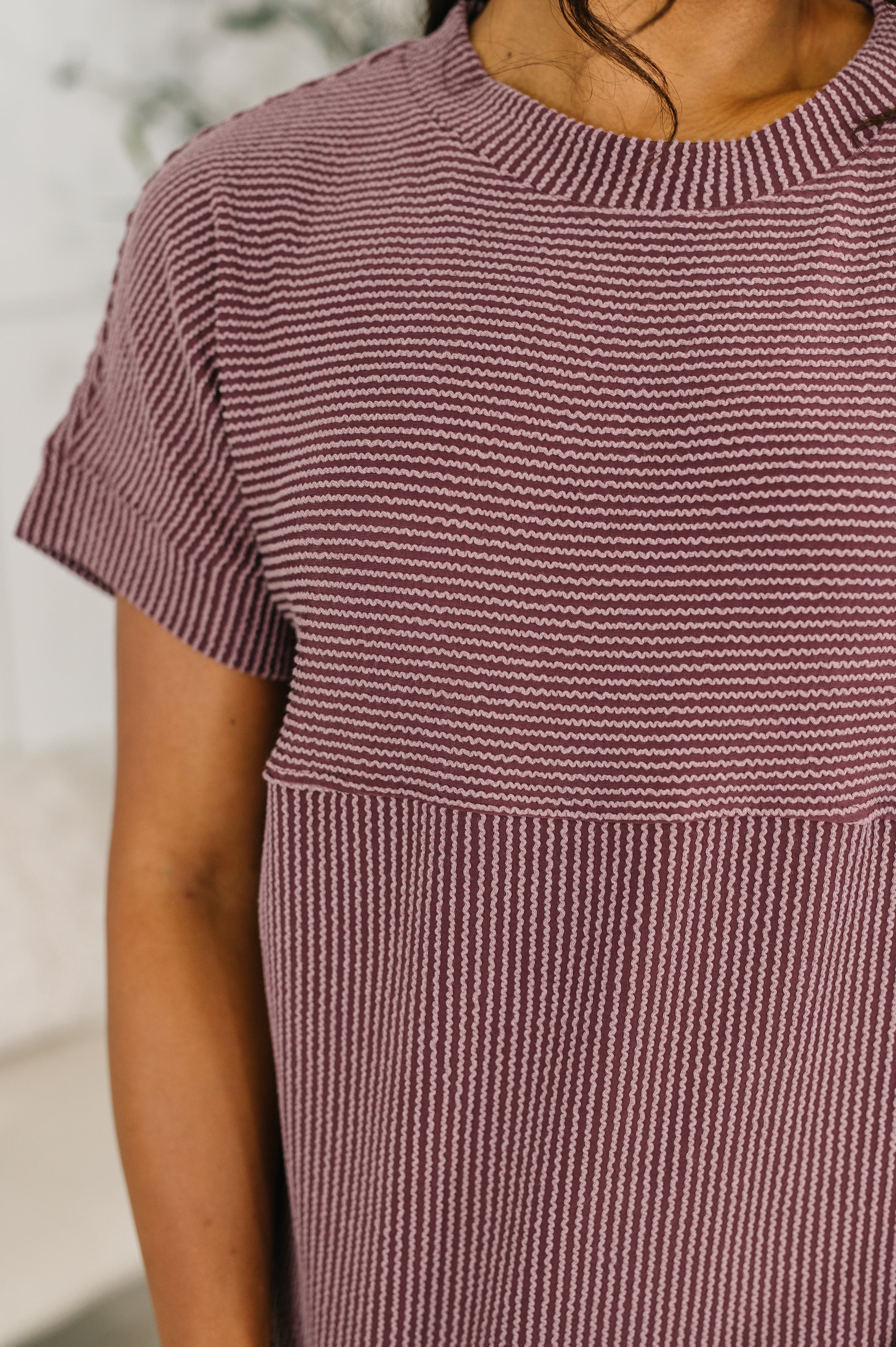 One Eleven North On Repeat Cable Ribbed Knit Tee Womens