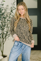One Eleven North On The Prowl Textured Leopard Print Top Womens