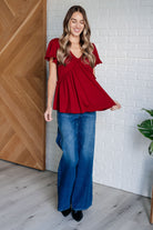 One Eleven North One Day Soon V-Neck Ruffle Detail Top Shirts & Tops