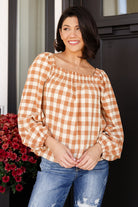 Jodifl One Fine Afternoon Gingham Plaid Top In Caramel Ave Shops